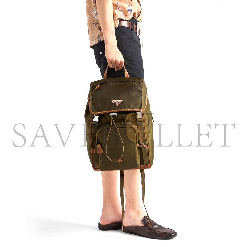 Pra*a re-nylon and leather backpack 2vz135 (45*27*17cm)